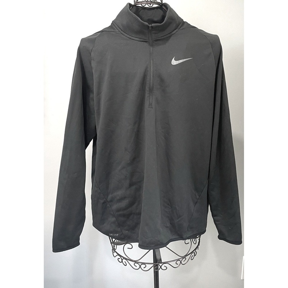 Nike Mens‎ XL Dark Gray Dri-FIT 1/2 quarter Zip Pullover Fleece Lined Jacket EUC